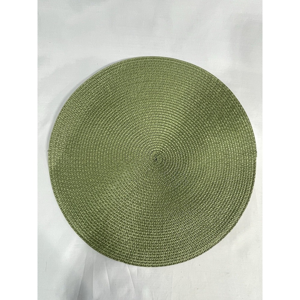 Green Woven Placemats – Set Of Six – Preowned - 14.75"